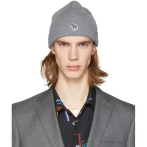 Paul Smith L9941 Men's Great Britain Grey Zebra Beanie Hat One Size - Picture 1 of 4