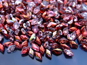 10g Matubo GemDuo Czech Seed Beads 5x8mm Magic Line Red Brown Jewelry Making - Picture 1 of 1