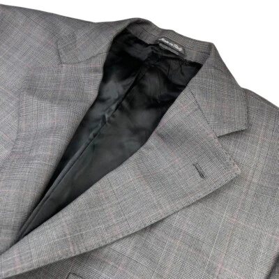 Holland & Sherry x Lardini Men's Wool 3-Button Blazer Gray Plaid • Italy • 42R - Image 1 of 4