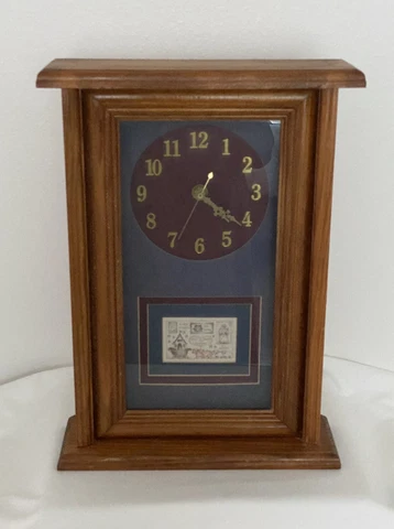 Vintage Wood Mantel Shelf Clock Noahs Ark Theme Pictures Works EUC Cover