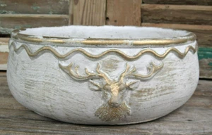 Schale "Hirschkopf" Obstschale Deko Zement gold creme Pflanzschale Blumentopf - Bild 1 von 12