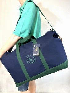 Polo Ralph Lauren Men's Logo Canvas Large Duffel Bag Newport Navy NEW - Picture 1 of 12