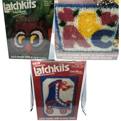 Roller Skate Owl ABC Latch Hook Kits New Sealed Vintage 80's Latchkits Wilkinson - Image 1 of 4