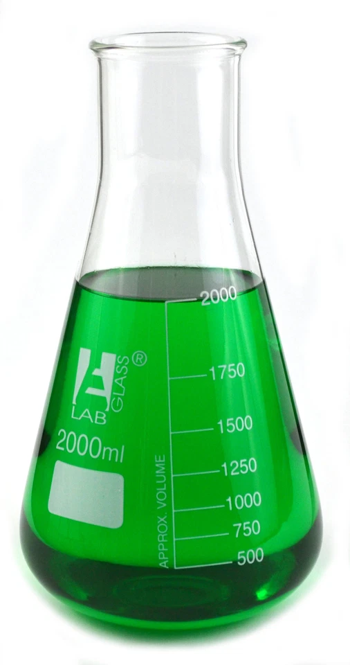 Frasco cónico Erlenmeyer Eisco Labs 2000 ml, cuello ancho - vidrio de borosilicato Foto 1 de 1
