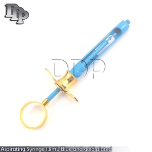 Aspirating Syringe CW Type 1.8mL Blue and gold plated Dental Insturments - Picture 1 of 3