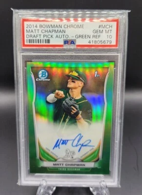 Matt Chapman 2014 Bowman Chrome Green Refractor Auto #/99 PSA 10 - Image 1 of 2