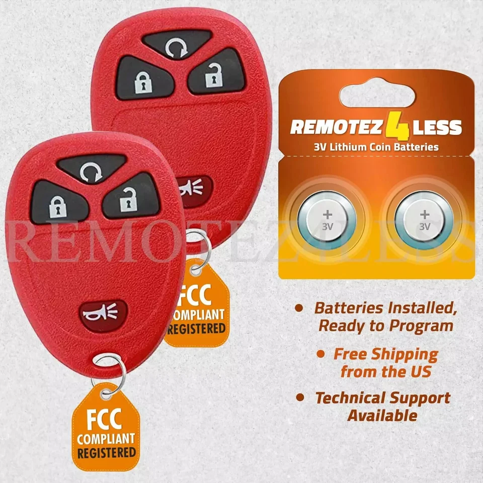 2 For 2007 2008 2009 2010 2011 2012 2013 Chevrolet Silverado Remote Rs Key Red Foto 1 de 1