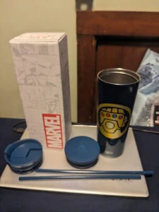 Thanos Marvel Simple Modern 24 oz steel  tumbler w two lids and straws - Picture 1 of 17