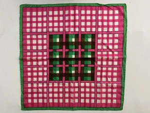 Bufanda vintage de seda rosa y verde con borde enrollado 22x22 EMANUEL UNGARO - Imagen 1 de 4