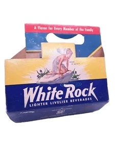 Vintage Werbung White Rock Getränke 6 Stück Träger mit Fee 50er Jahre Soda - Bild 1 von 7
