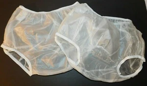 2 pairs Adult Priva Clear Adult Vinyl Diaper Pants Underwear Spill Block Sz S  - Picture 1 of 4