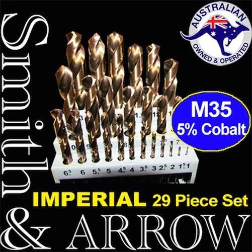 29PCE DRILL BIT SET IMPERIAL M35 COBALT HSS METAL STEEL HIGH SPEED TWIST SHANK - image 1 of 3