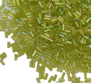 1 x 50g Bugle Beads Glass Light Green Grass 4mm Colour Spacer Craft Beads - Picture 1 of 5