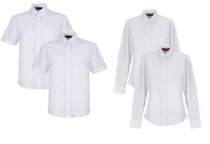 2x Camisas Prendas para el torso Mangas Blancas Escuela Hombres Oficina Uniforme Talla 12"-22" - Imagen 1 de 3