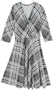 Weekend Max Mara Mujer Cuello Pico Vestido de Manga Larga Negro/Blanco Talla XL - Imagen 1 de 16