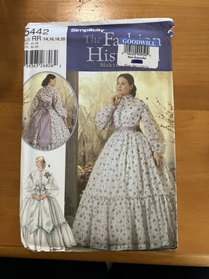 Simplicity 5442 Civil War Era Ball Gown Sz RR 14-20 Gone With The Wind PATTERN - Image 1 of 2