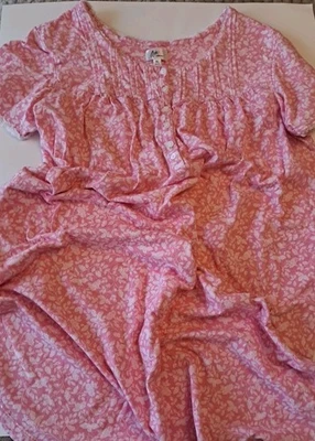 Camisón Aria Mujer 100% Algodón Manga Corta Rosa Largo Medio XL Encaje  Foto 1 de 4