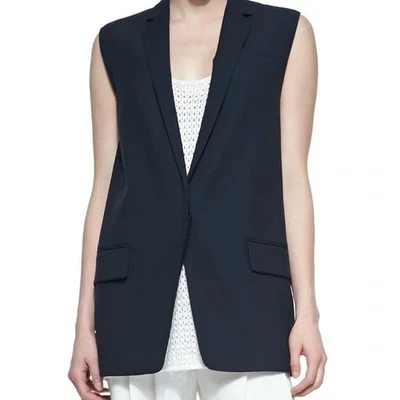 Rag & Bone Navy Blue Silk Vest 6 - Image 1 of 4