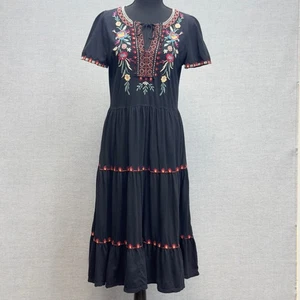 Johnny Was Nya Midikleid Stufen bestickt Bohemian Blumen Baumwolle Gr. XS - Bild 1 von 8