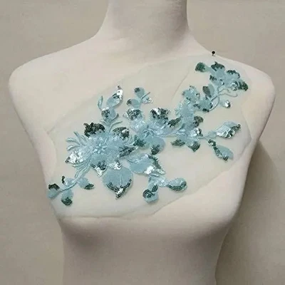 Parche Colorido Flor Lentejuelas Bordado Apliques 28*16cm Coser Foto 1 de 4