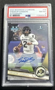 Bowman U 2023 cromo Shedeur Sanders 1st Prospect automático Colorado PSA 8 - Imagen 1 de 2