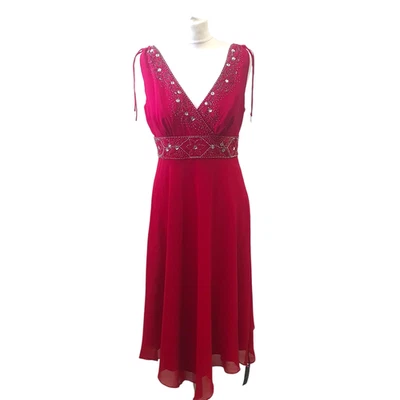 Debut Debenhams Red Beaded Fit & Flare Dress Size 12 Occasion Wear (14) - image 1 of 4