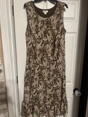 Cato Woman’s 20W Brown Floral Paisley Sleeveless Long Dress - Image 1 of 4