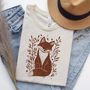 Floral Fox T-Shirt | Cute Fox Graphic Tee | Damen Sommershirt | Plant & Anima - Bild 1 von 15