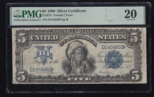 US 1899 $5 Chief Silver Certificate Note Vernon-Treat FR 273 PMG 20 VF (850) - Picture 1 of 2