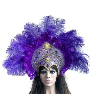 Women  Carnival Party Feather Headdress Headpiece Headband for Party - Picture 1 of 22