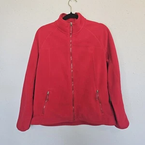 Lands End Red Fleece Warm Soft Polartec Jacket Full Zip Size L Large 14/16 - Picture 1 of 10