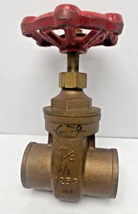 Vtg 1 1/4" MTCO Gate Valve 125S Brass New old stock Red handle Heavy Duty - Picture 1 of 21