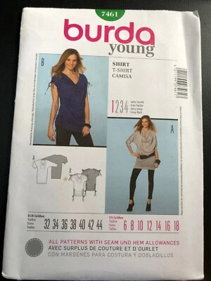 Prendas para el torso Burda Young Pattern 7461 Ms con escote cascada y variaciones de manga 6-18 Foto 1 de 2