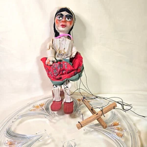 Muñeca marioneta vintage señorita mexicana papel maché 14 pulgadas - Imagen 1 de 3