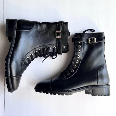 Новый с Ярлыками Stuart Weitzman Thalia боя черный пряжки ботинки Рекомендуемая розничная цена производителя $595 распродано онлайн - Изображение 1 из 4