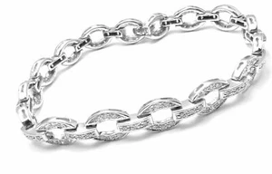 Authentic! Damiani 18k White Gold Diamond Link Tennis Bracelet - Picture 1 of 12