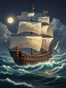 Arte Giclee Impreso Pintura al Óleo Mar Vela Marinero Buque de Guerra Vista Mar Lienzo #0020 - Imagen 1 de 2