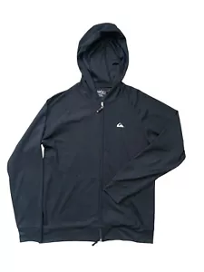 Quiksilver Performance Jacket Sz Small Black Hooded Full Double Zip Lightweight - Picture 1 of 12