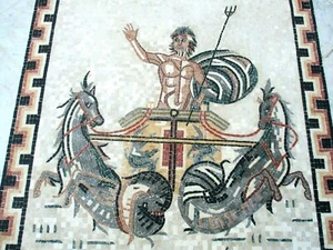 38" x 32" Exquisite handmade Roman marble mosaic " Neptune " WALL / FLOOR - Picture 1 of 12