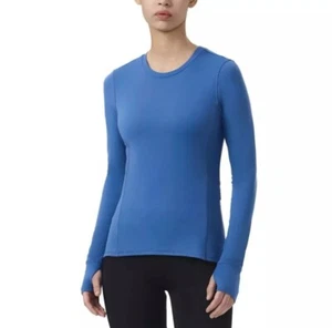 Spyder Large Womens Blue Long Sleeve Crew Neck Top Thumbholes Running Activewear - Picture 1 of 11