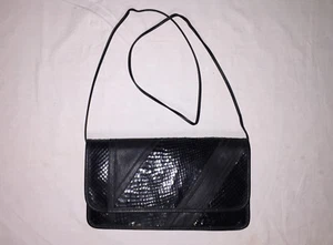 CARLOS FALCHI Vintage schwarz Reptil, Leder Clutch Handtasche Geldbeutel Schulterriemen - Bild 1 von 5