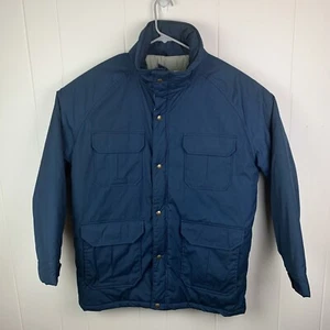 Vintage Woolrich Jacket Parka Coat Full Zip Button Blue Men’s Large Made In USA - Picture 1 of 6
