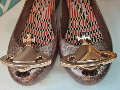 Vivienne Westwood Women Anglomania Melissa Glitter Orb Rose gold UK 4 -EU37 -US6 - Image 1 of 4