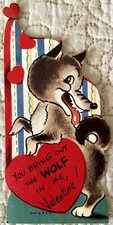 Vintage Valentine Wolf Teeth You Bring Out In Me Anthropomorphic Greeting Card