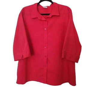 American Sweetheart Red 3/4 Sleeve Button Front Top Size XL - Picture 1 of 5