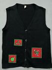 Christmas Holiday Sweater Vest Womens XL Black Candy Cane Cardigan Top Ladies