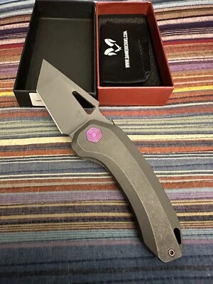 Damned Designs Oni XL Titanium Knife Stonewashed S35VN Blade - Rare EDC - Image 1 of 4