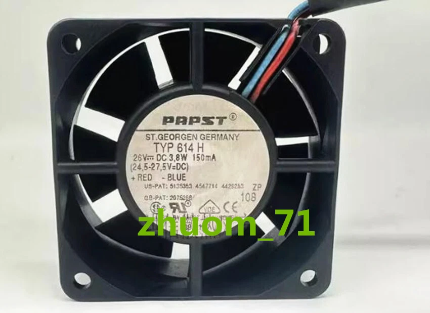 1PC PAPST 6025 TYP 614H DC26V 3.8W 150mA 6CM inverter cooling fan - Image 1 of 3