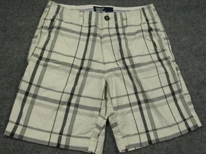 American Eagle Shorts Men 34x10 White Grey Black Plaid Distressed Tag Size 34 - Picture 1 of 14
