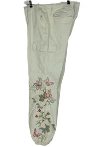 Joggers cargo Y2K Zana Di para mujer talla 16 paracaídas Ripstop bordados beige - Imagen 1 de 17
